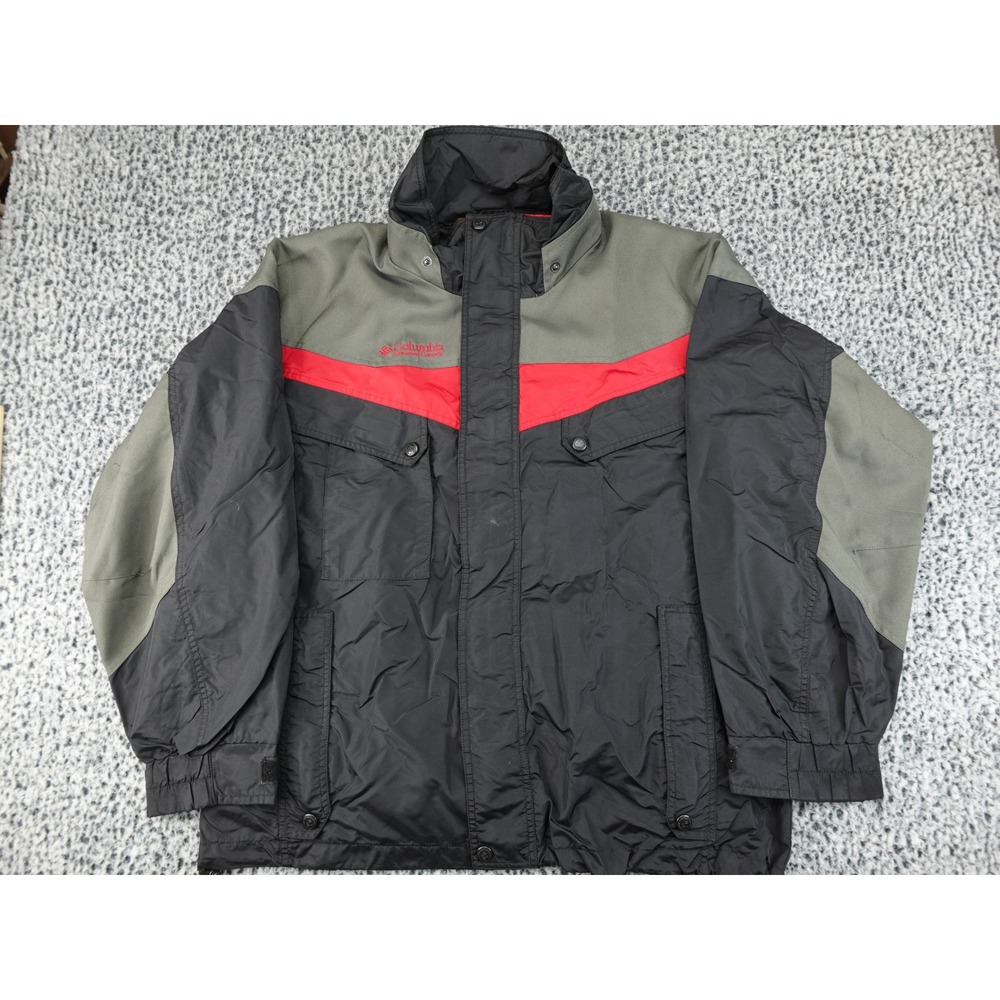 Columbia Windbreaker Jacket Mens Large Black Green Red Good Vintage Gorpcore Zip